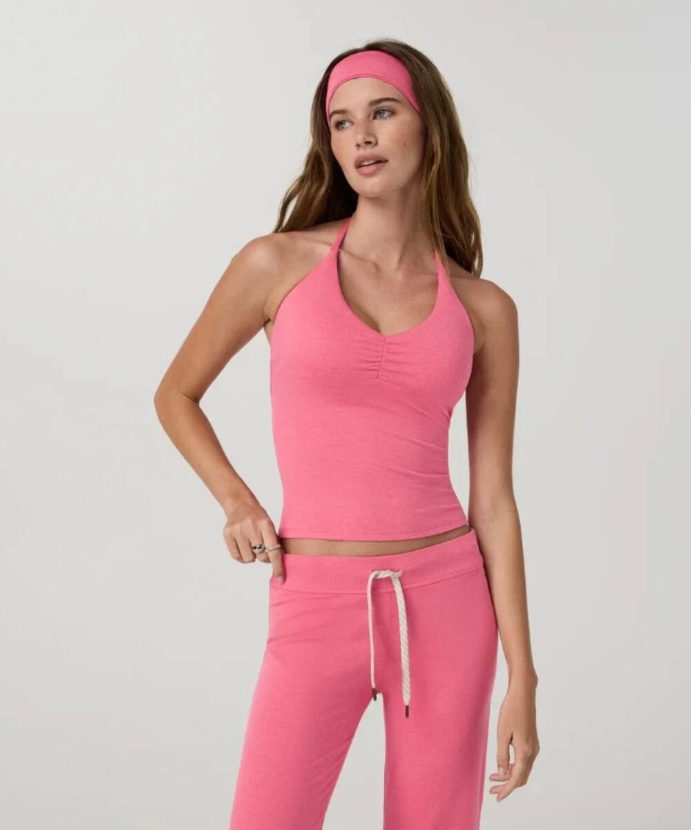 Vuori halo halter ruched tank top - size small